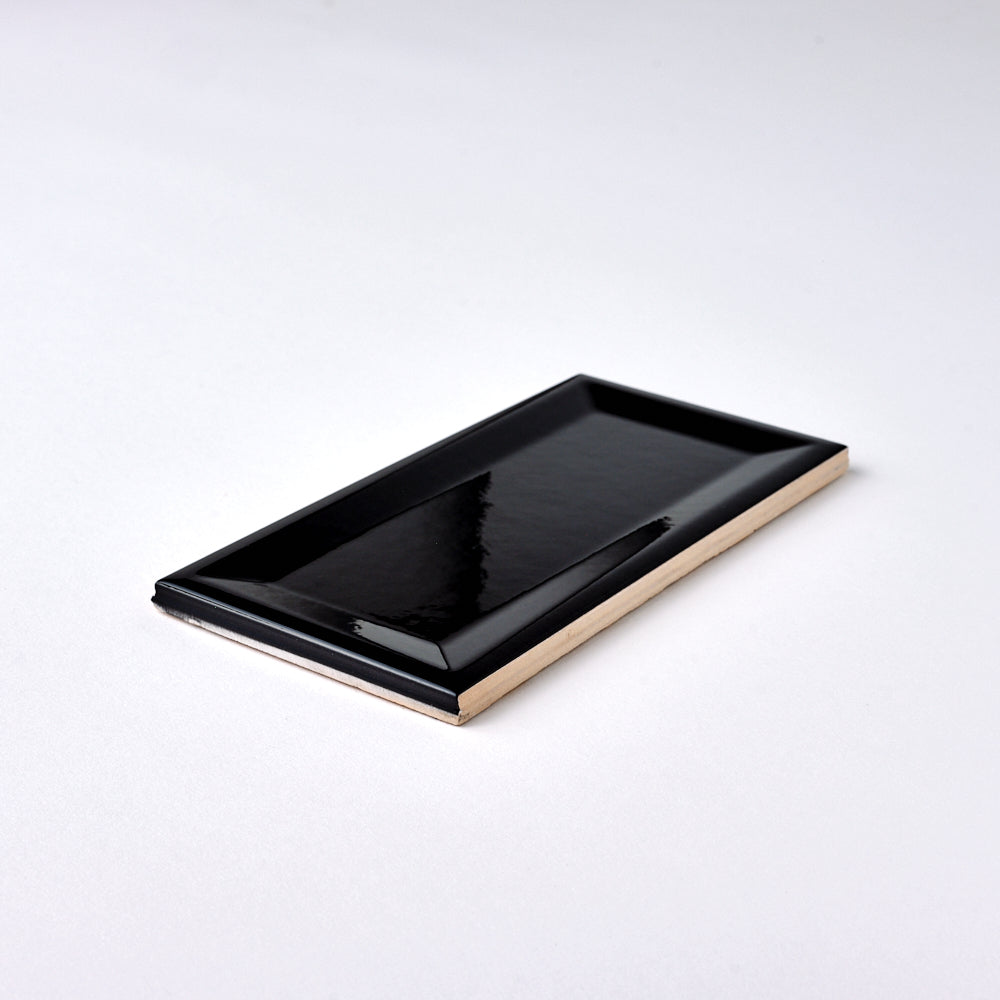 Timeless Jet Black Reversed Beveled 3x6 Ceramic Subway Tile Tilezz 