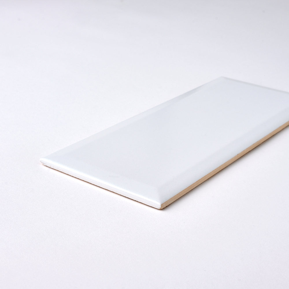 Timeless Ice White 4x10 Beveled Ceramic Tile Glossy Flooring Tilezz 
