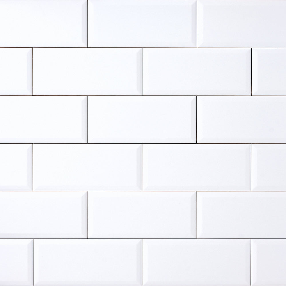 Timeless Ice White 4x10 Beveled Ceramic Tile Glossy Flooring Tilezz 