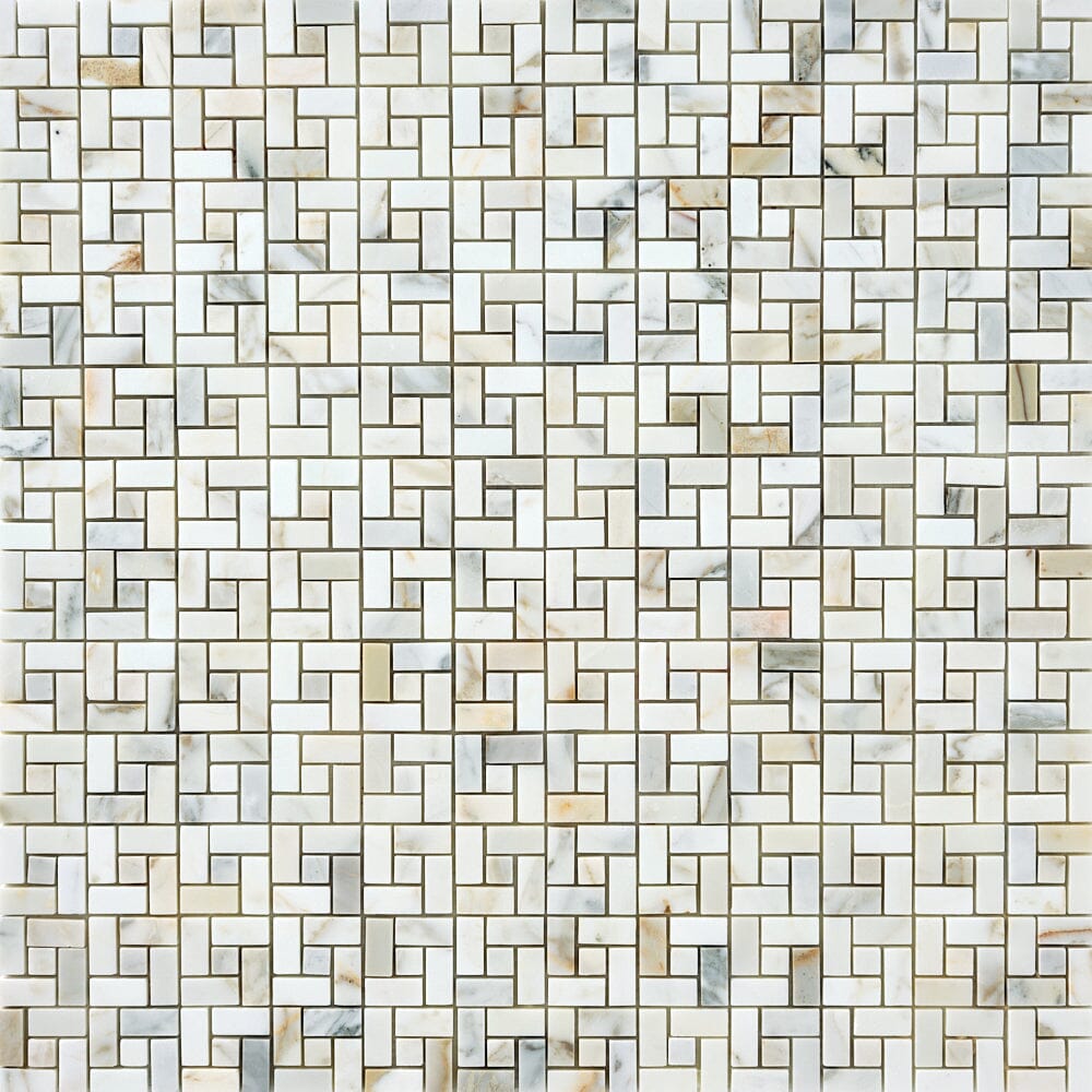 Calacatta Gold Pinwheel Marble Mosaic Flooring Tilezz 