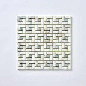 Calacatta Gold & Green Pinwheel Marble Mosaic Flooring Tilezz 