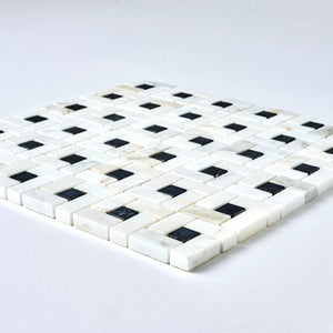 Calacatta Gold & Black Pinwheel Marble Mosaic Flooring Tilezz 