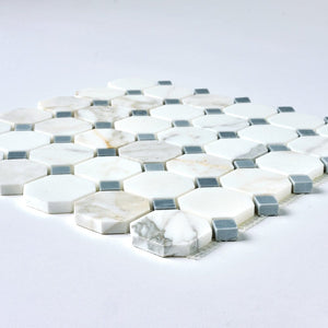 Calacatta Gold & Gray Octagon Marble Mosaic Stone Tilezz 