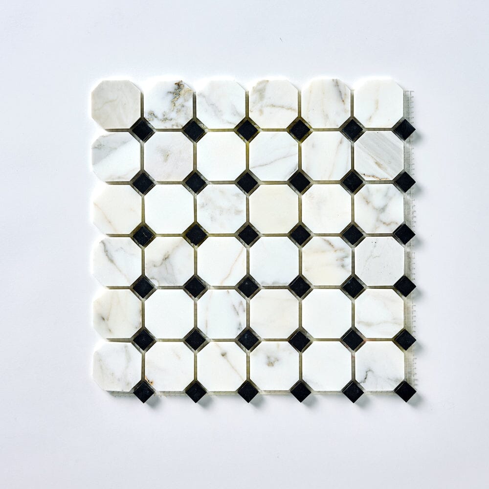 Calacatta Gold & Black Octagon Marble Mosaic Stone Tilezz 