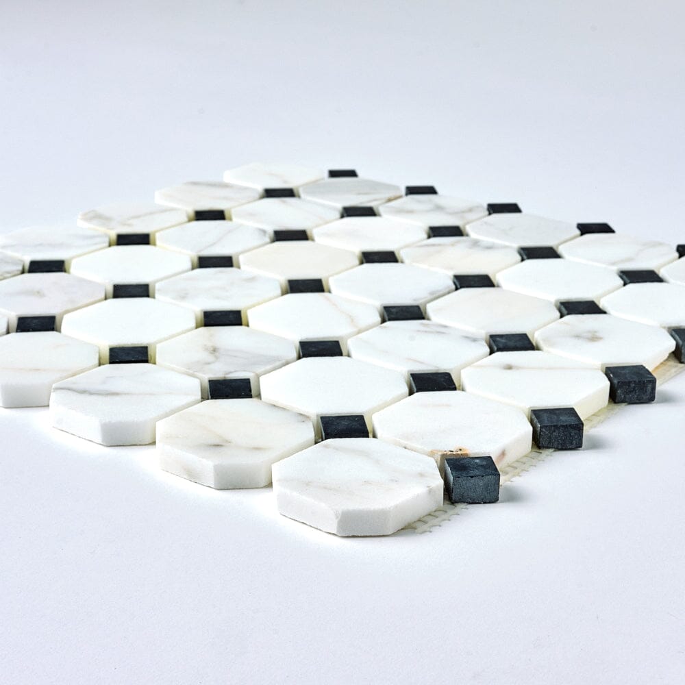 Calacatta Gold & Black Octagon Marble Mosaic Stone Tilezz 
