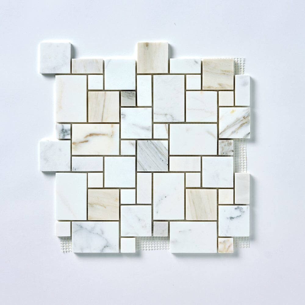 Calacatta Gold Opus Pattern 12x12 Polished/Honed Marble Mosaic Tile ...