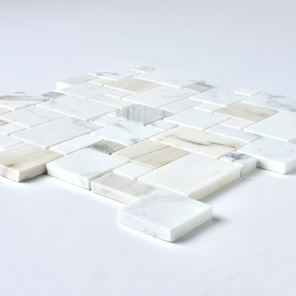 Calacatta Gold Opus Pattern 12x12 Polished/Honed Marble Mosaic Tile ...