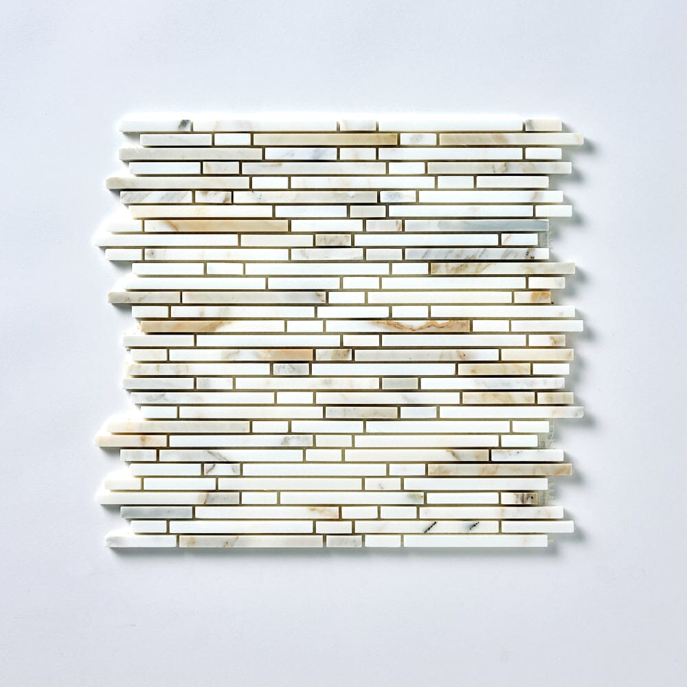 Calacatta Gold Skinny Strips Mosaic Flooring Tilezz 