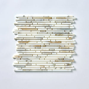 Calacatta Gold Skinny Strips Mosaic Flooring Tilezz 