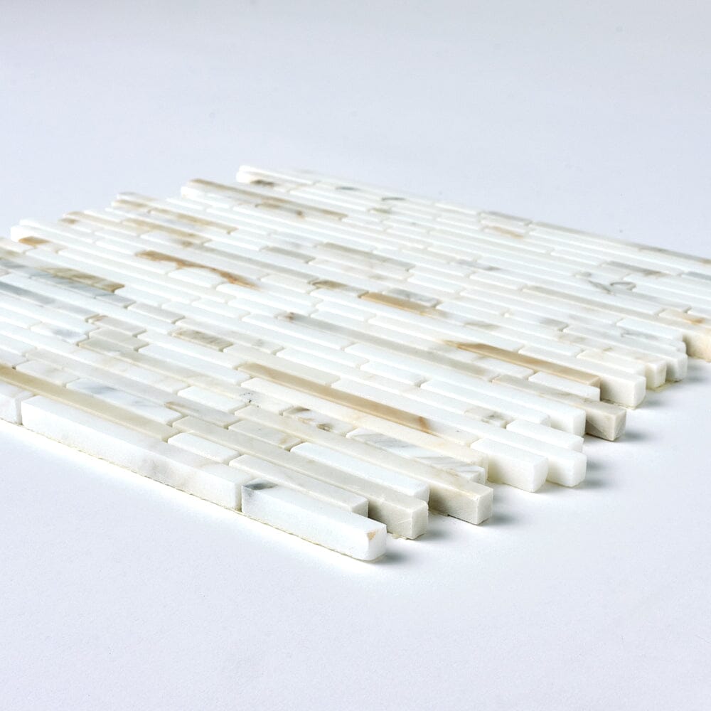 Calacatta Gold Skinny Strips Mosaic Flooring Tilezz 
