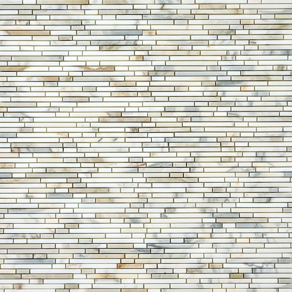 Calacatta Gold Skinny Strips Mosaic Flooring Tilezz 