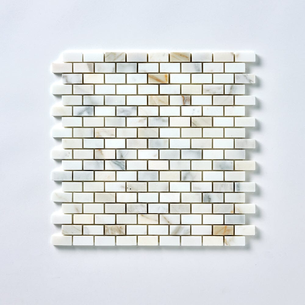 Calacatta Gold Baby Brick Marble Mosaic Flooring Tilezz 