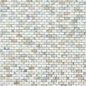 Calacatta Gold Baby Brick Marble Mosaic Flooring Tilezz 