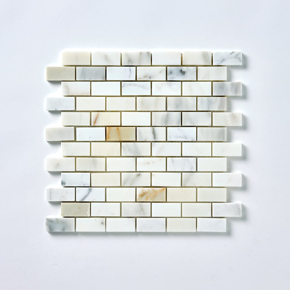 Calacatta Gold 1x2 Brick Marble Mosaic Tile Flooring Tilezz 