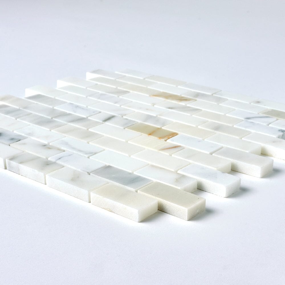 Calacatta Gold 1x2 Brick Marble Mosaic Tile Flooring Tilezz 