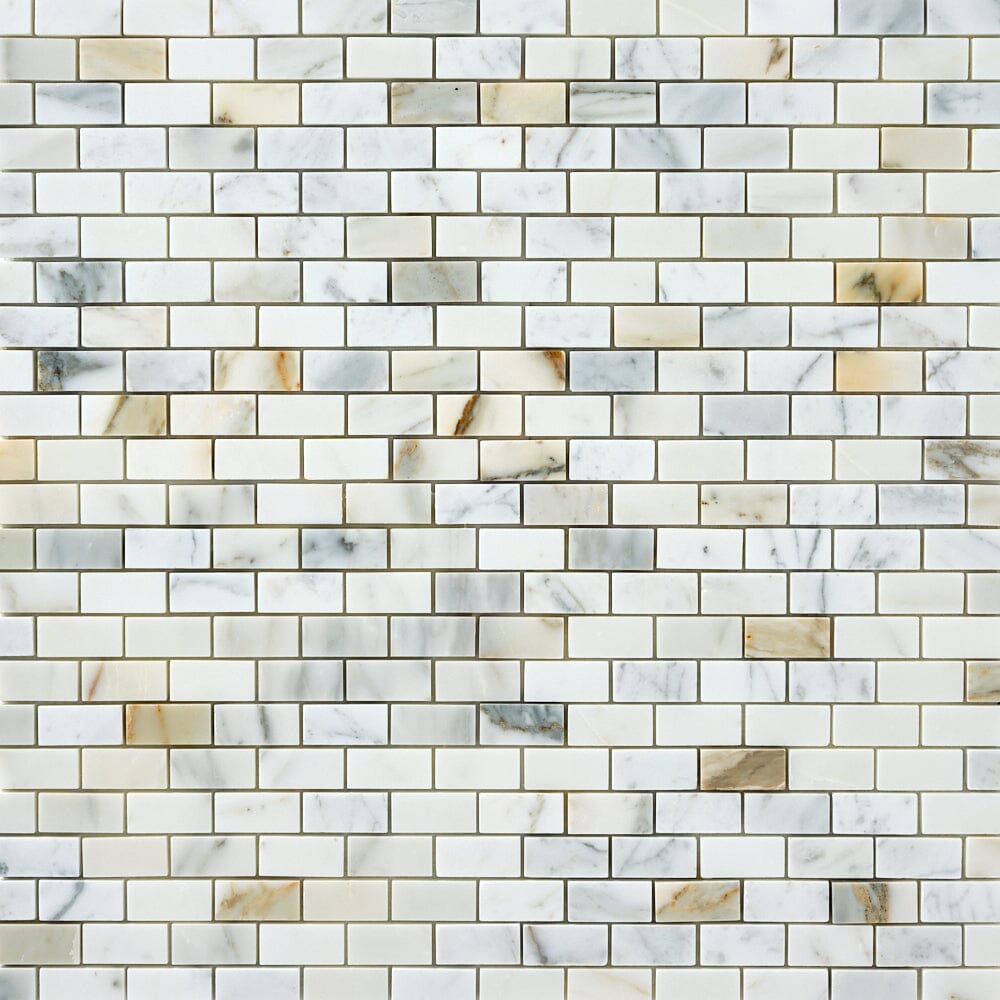 Calacatta Gold 1x2 Brick Marble Mosaic Tile Flooring Tilezz 