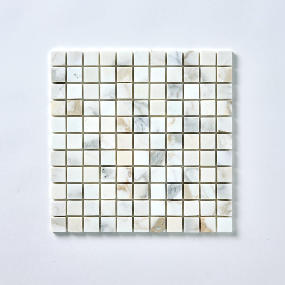 Calacatta Gold 1x1 Marble Mosaic Tile Flooring Tilezz 