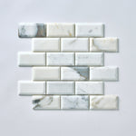 Load image into Gallery viewer, Calacatta Gold 2x4 Beveled Marble Mosaic Flooring Tilezz 
