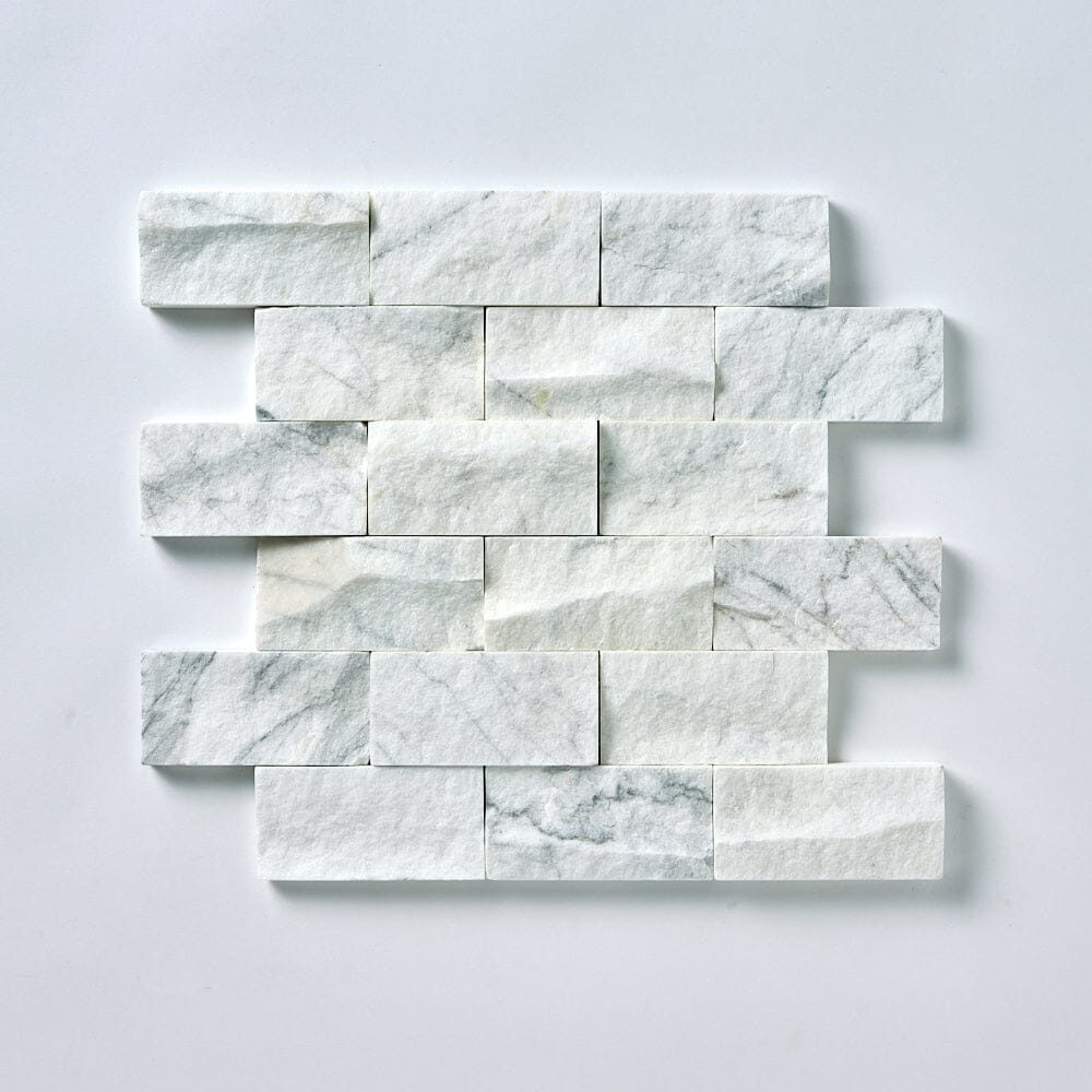 Calacatta Gold 2x4 Split Faced Marble Mosaic Flooring Tilezz 