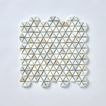 Load image into Gallery viewer, Calacatta Gold Triangular Hex Tumbled Marble Mosaic Flooring Tilezz 
