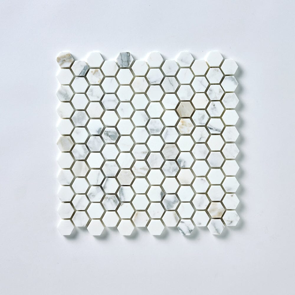 Calacatta Gold 1" Hexagon Marble Mosaic Flooring Tilezz 