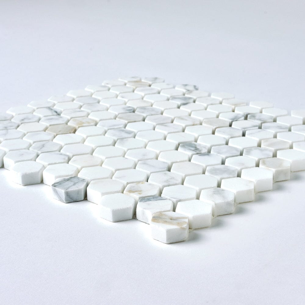 Calacatta Gold 1" Hexagon Marble Mosaic Flooring Tilezz 