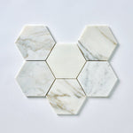 Load image into Gallery viewer, Calacatta Gold 5&quot; Hexagon Marble Mosaic Tilezz 
