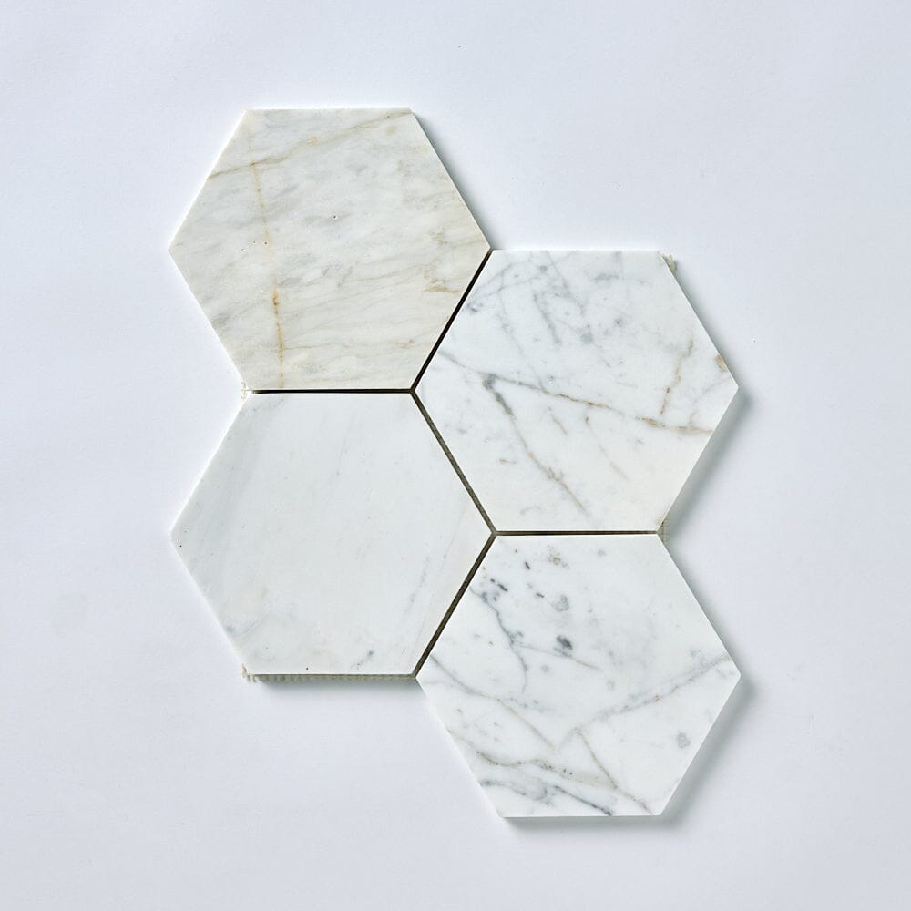 Calacatta Gold 6" Hexagon Marble Mosaic Tilezz 