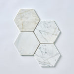 Load image into Gallery viewer, Calacatta Gold 6&quot; Hexagon Marble Mosaic Tilezz 
