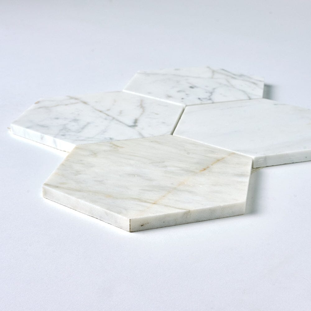 Calacatta Gold 6" Hexagon Marble Mosaic Tilezz 