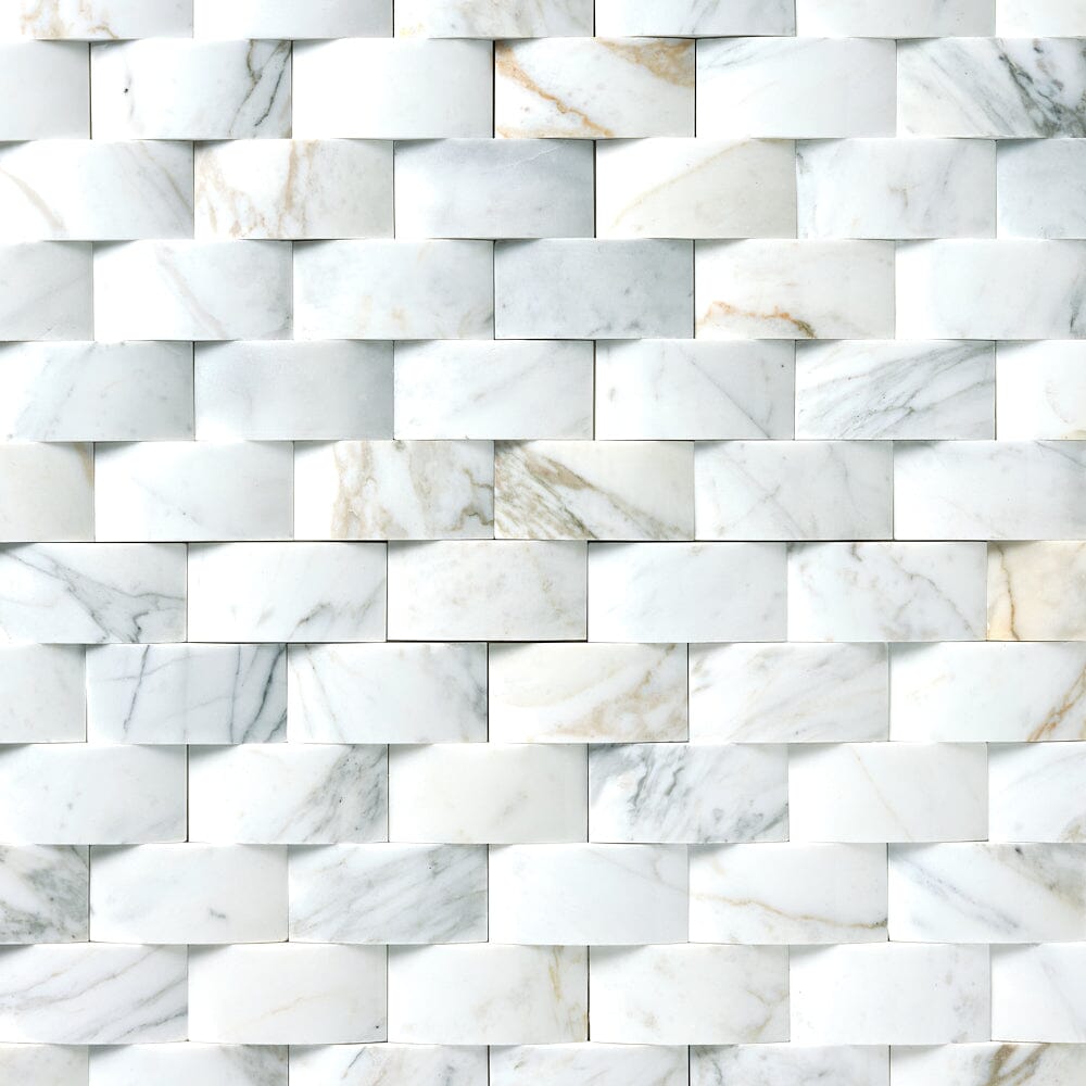 Calacatta Gold 3D Cladding 2x4 Polished/Honed Marble Mosaic Tile Sampl ...