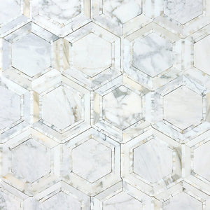 Calacatta Gold 8x9 Milano Hex Marble Mosaic Tile Tilezz 