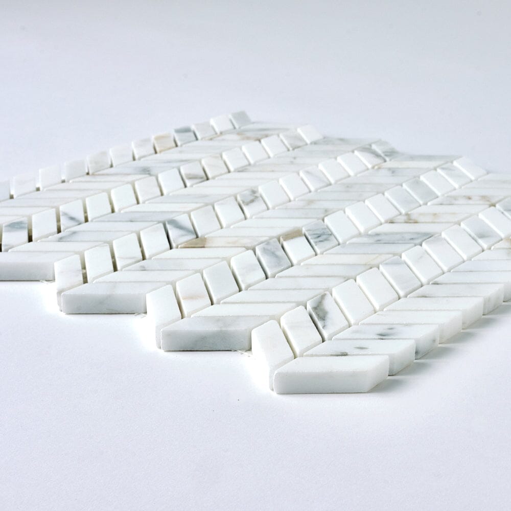 Calacatta Gold Baby Chevron Marble Mosaic Tile Flooring Tilezz 