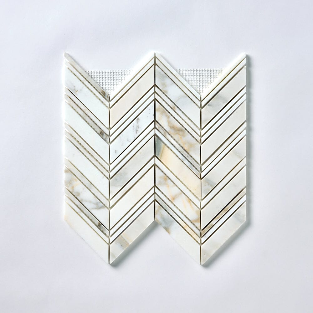 Calacatta Gold Grand Chevron Mosaic Flooring Tilezz 