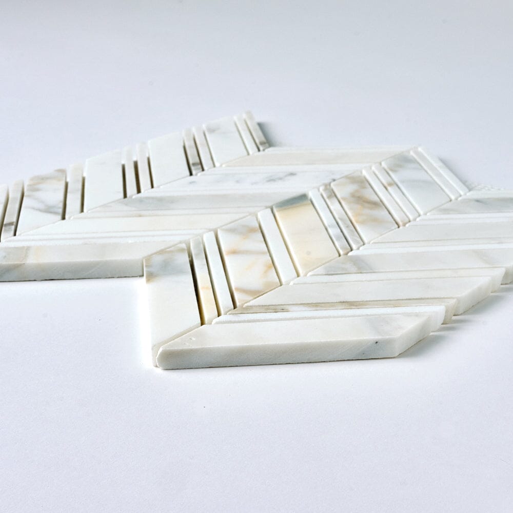 Calacatta Gold Grand Chevron Mosaic Flooring Tilezz 