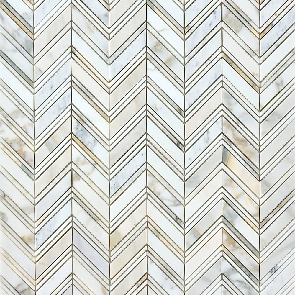 Calacatta Gold Grand Chevron Mosaic Flooring Tilezz 
