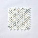Load image into Gallery viewer, Calacatta Gold Baby Herringbone Marble Mosaic Flooring Tilezz 
