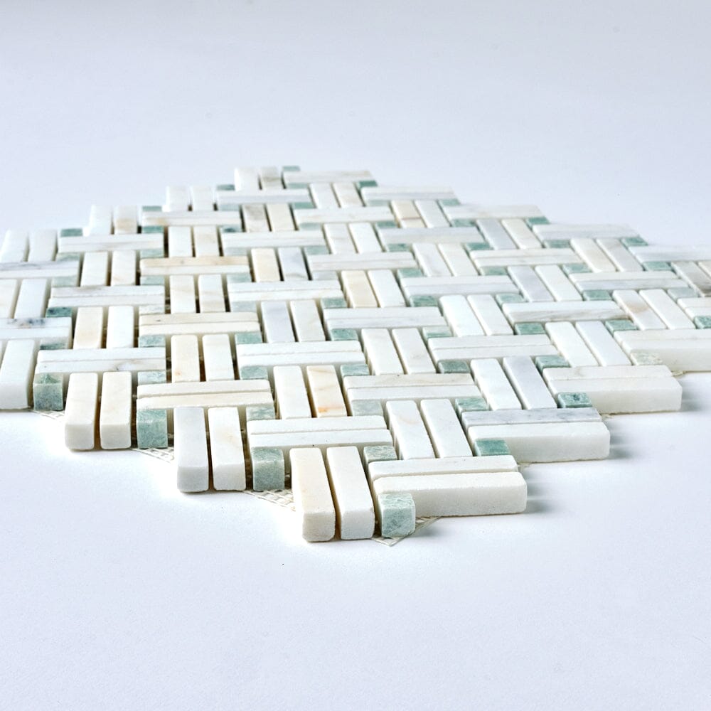 Calacatta Gold & Green Dimensions Marble Mosaic Flooring Tilezz 