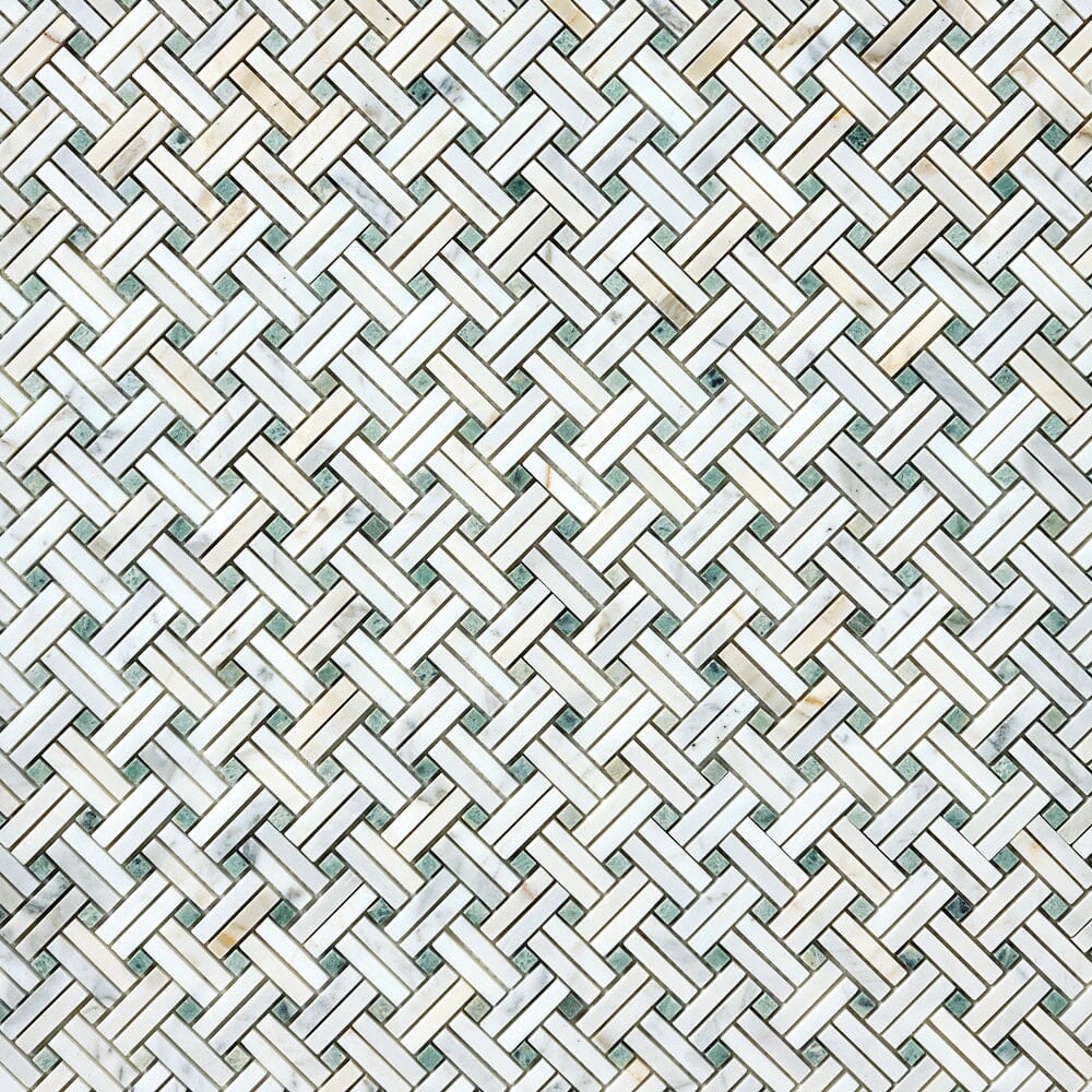 Calacatta Gold & Green Dimensions Marble Mosaic Flooring Tilezz 