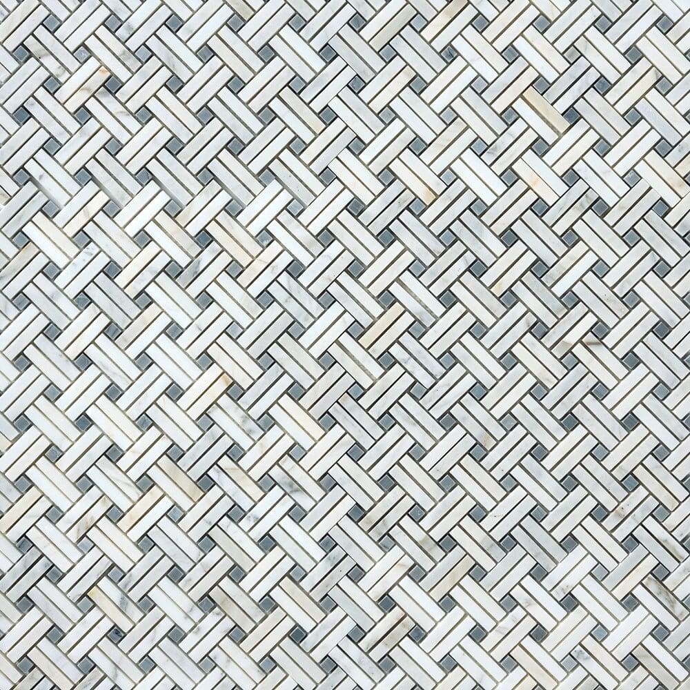 Calacatta Gold & Gray Dimensions Marble Mosaic Flooring Tilezz 