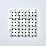Load image into Gallery viewer, Calacatta Gold &amp; Black Basketweave Marble Mosaic Flooring Tilezz 
