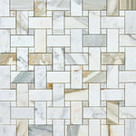Load image into Gallery viewer, Calacatta Gold Large Basketweave Marble Mosaic Flooring Tilezz 
