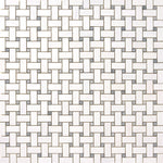 Load image into Gallery viewer, Bianco Dolomite Basketweave with Gray Dots Mosaic Polished/Honed Flooring Tilezz 
