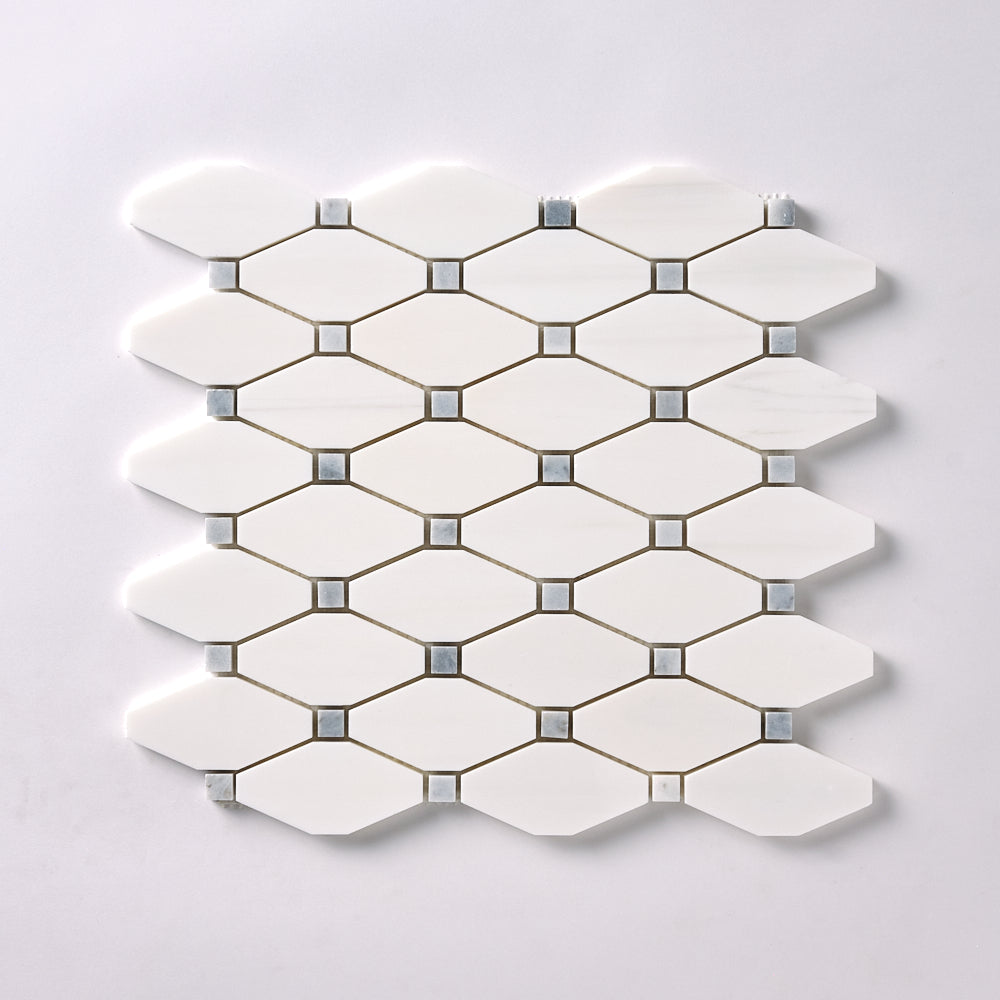 Bianco Dolomite Octave with Gray Dots Mosaic Polished/Honed Flooring Tilezz 