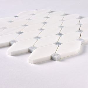 Bianco Dolomite Octave with Gray Dots Mosaic Polished/Honed Flooring Tilezz 