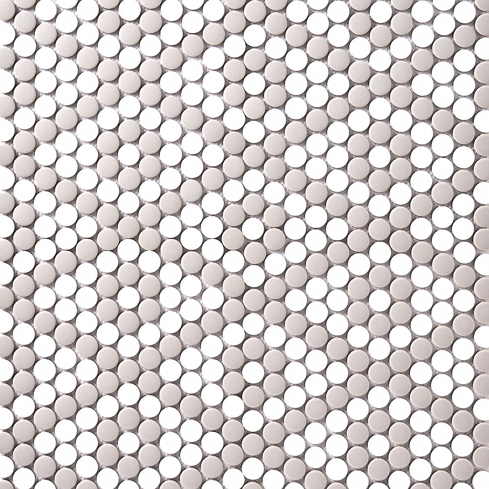 Simple Gray and White Penny Round Ceramic Mosaic Matte Tilezz 