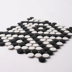 Load image into Gallery viewer, Simple Black and White Penny Round Ceramic Mosaic Matte Tilezz 
