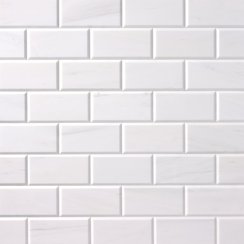 Bianco Dolomite 3x6 Beveled Polished/Honed Subway Tile Flooring Tilezz 