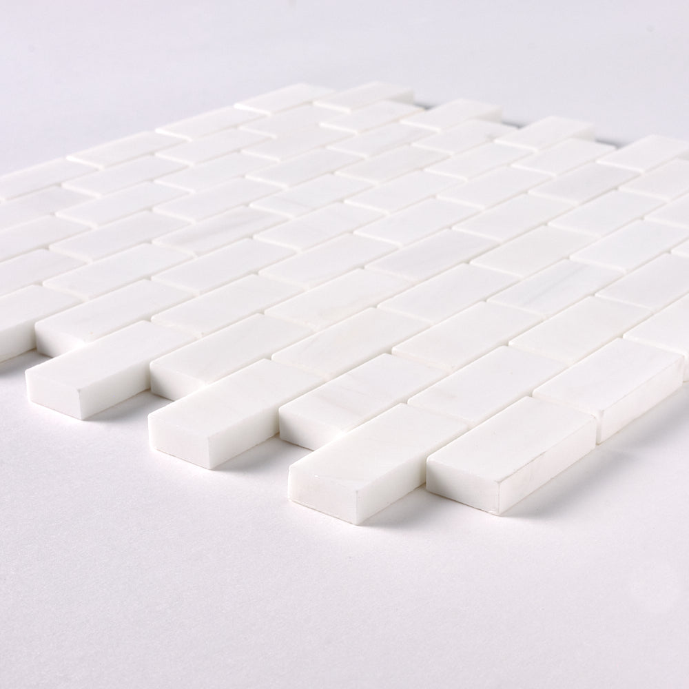 Bianco Dolomite Mini Brick Mosaic Polished/Honed Flooring Tilezz 