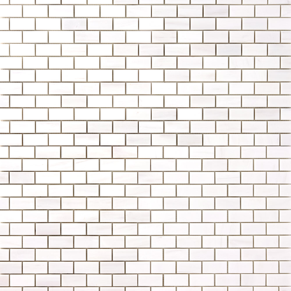 Bianco Dolomite 1x2 Brick Mosaic Polished/Honed Flooring Tilezz 